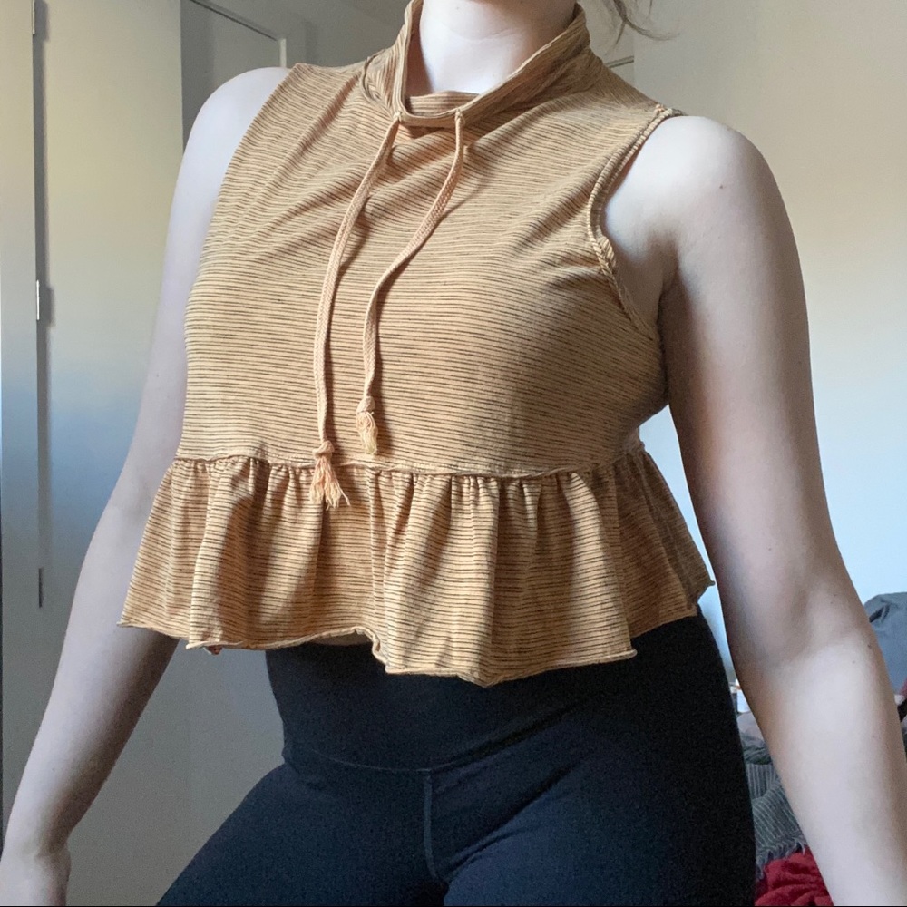 Free People Striped Crop Shirt